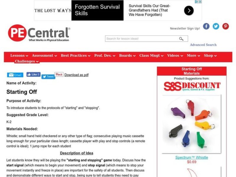 Starting Off Lesson Plan