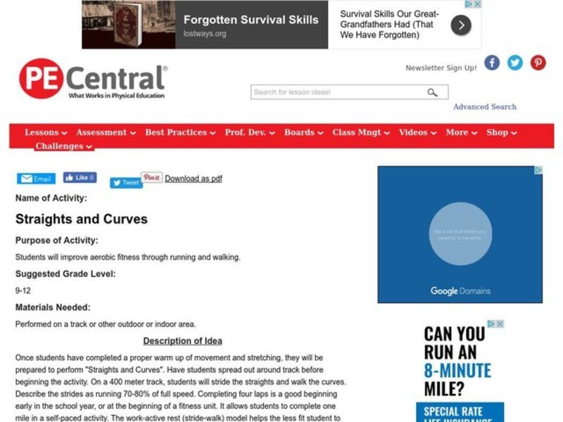 Straights and Curves Lesson Plan