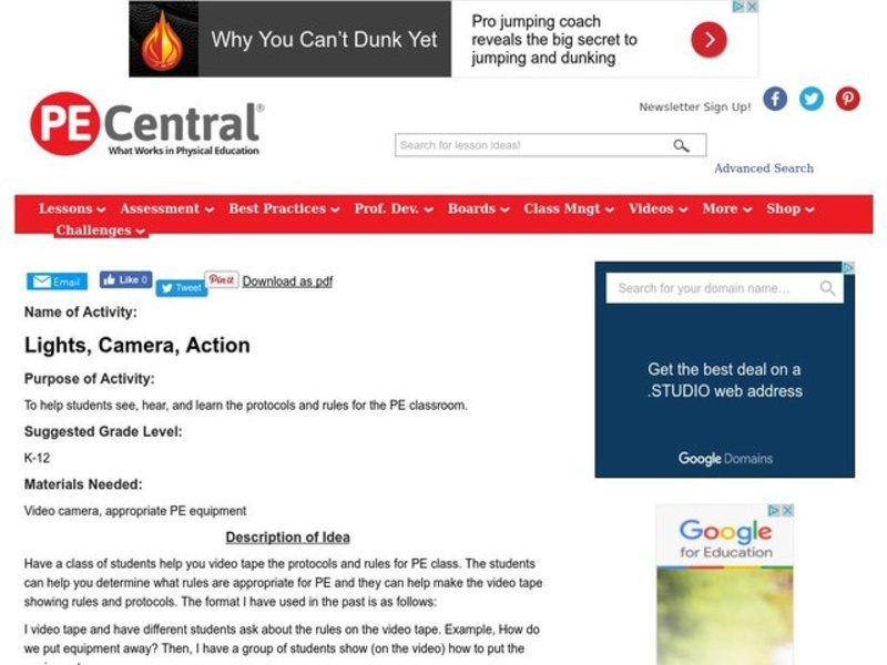 Lights, Camera, Action Lesson Plan