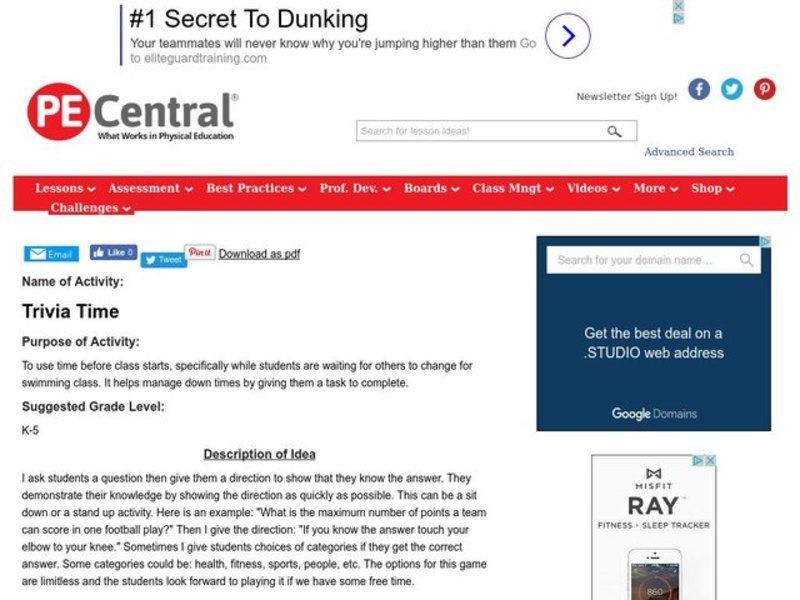 Trivia Time Lesson Plan