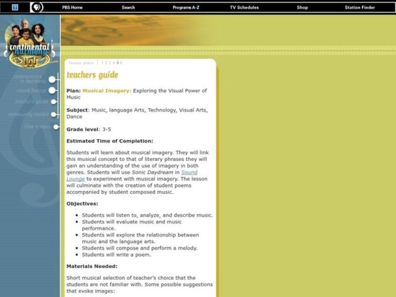 Musical Imagery Lesson Plan