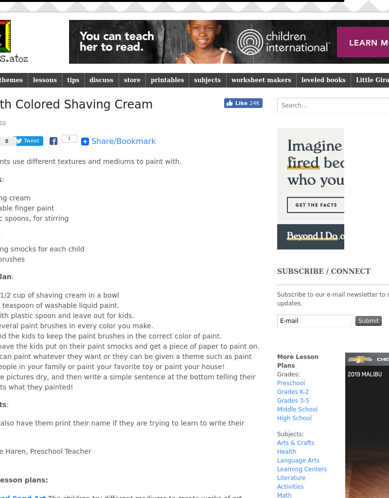 Art with Colored Shaving Cream Lesson Plan