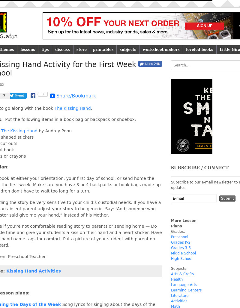 The Kissing Hand Lesson Plan