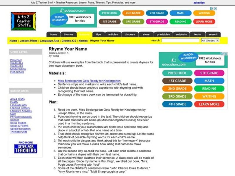 Rhyme Your Name Lesson Plan
