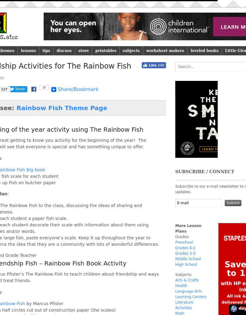 The Rainbow Fish Lesson Plan