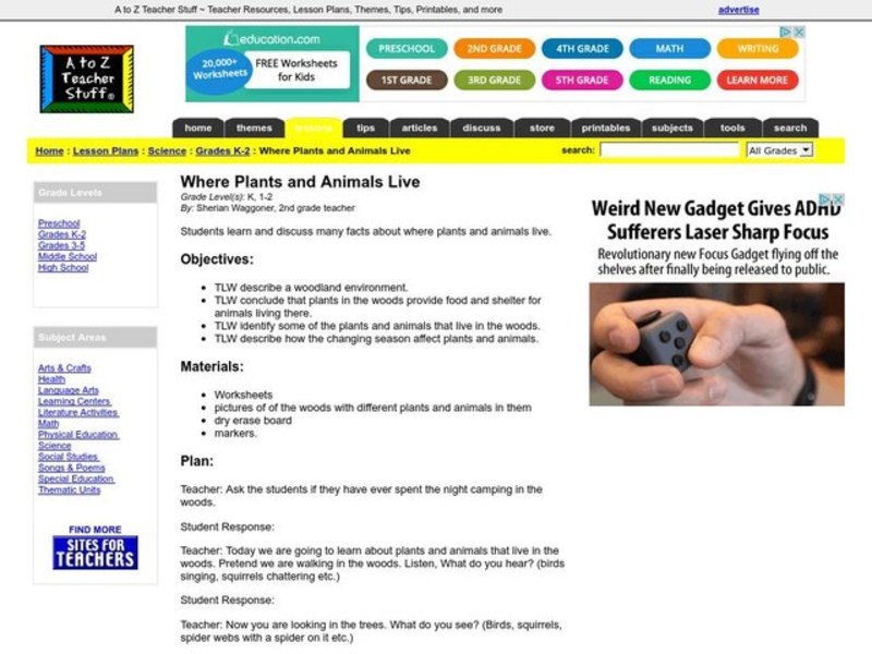 Where Plants and Animals Live Lesson Plan