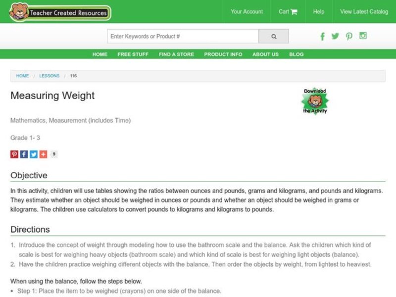 Measuring Weight Lesson Plan