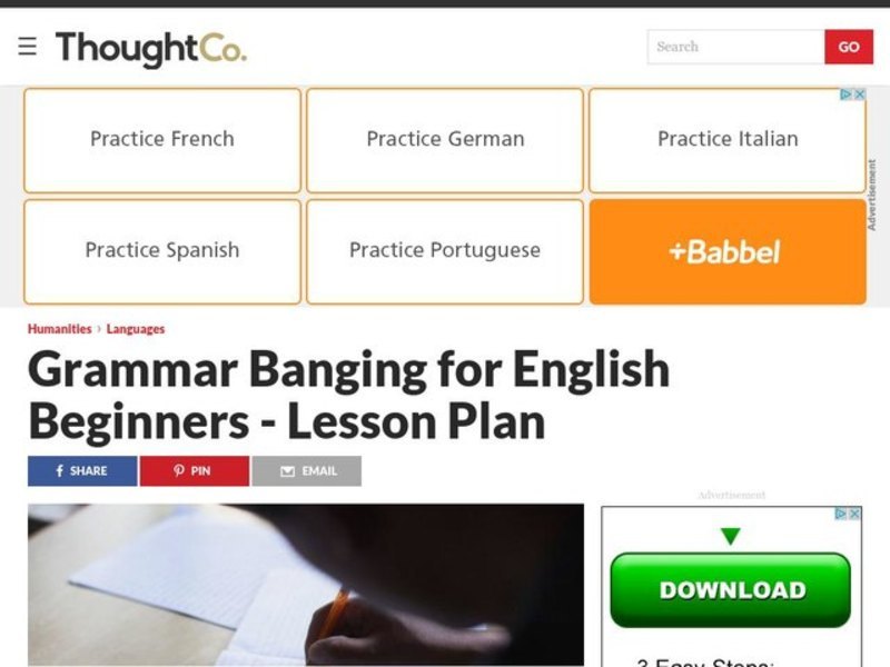 English Beginner Grammar Review # 1 Lesson Plan