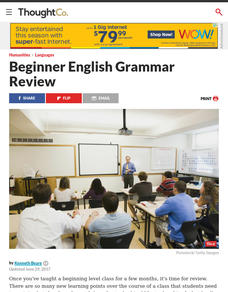 English Beginner Grammar Review # 3 Lesson Plan
