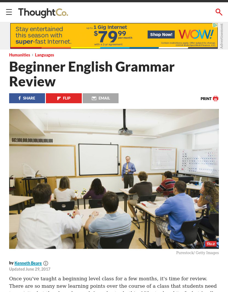 English Beginner Grammar Review # 3 Lesson Plan
