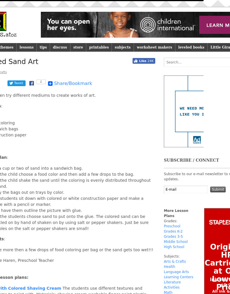 Colored Sand Art Lesson Plan