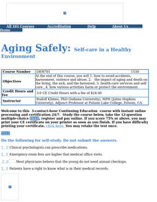 Aging Safely:Self-care in a Healthy Environment Lesson Plan
