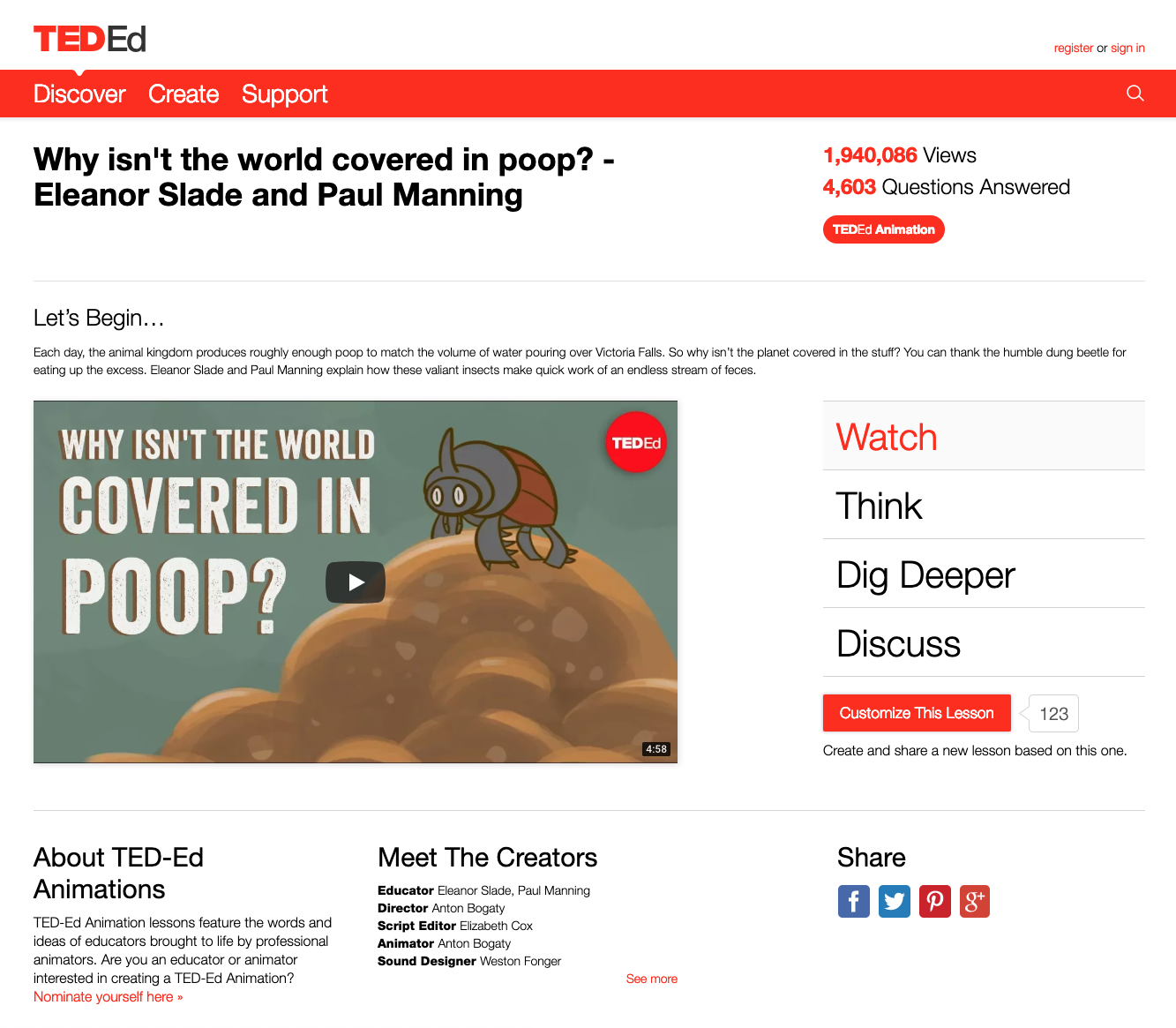 Why Isn't the World Covered in Poop? Instructional Video