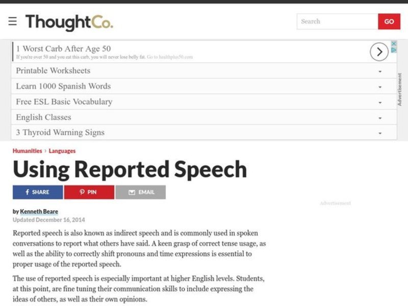 Using Reported Speech Lesson Plan