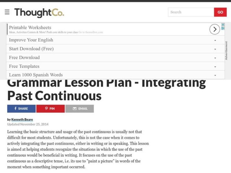 Integrating Past Continuous Lesson Plan