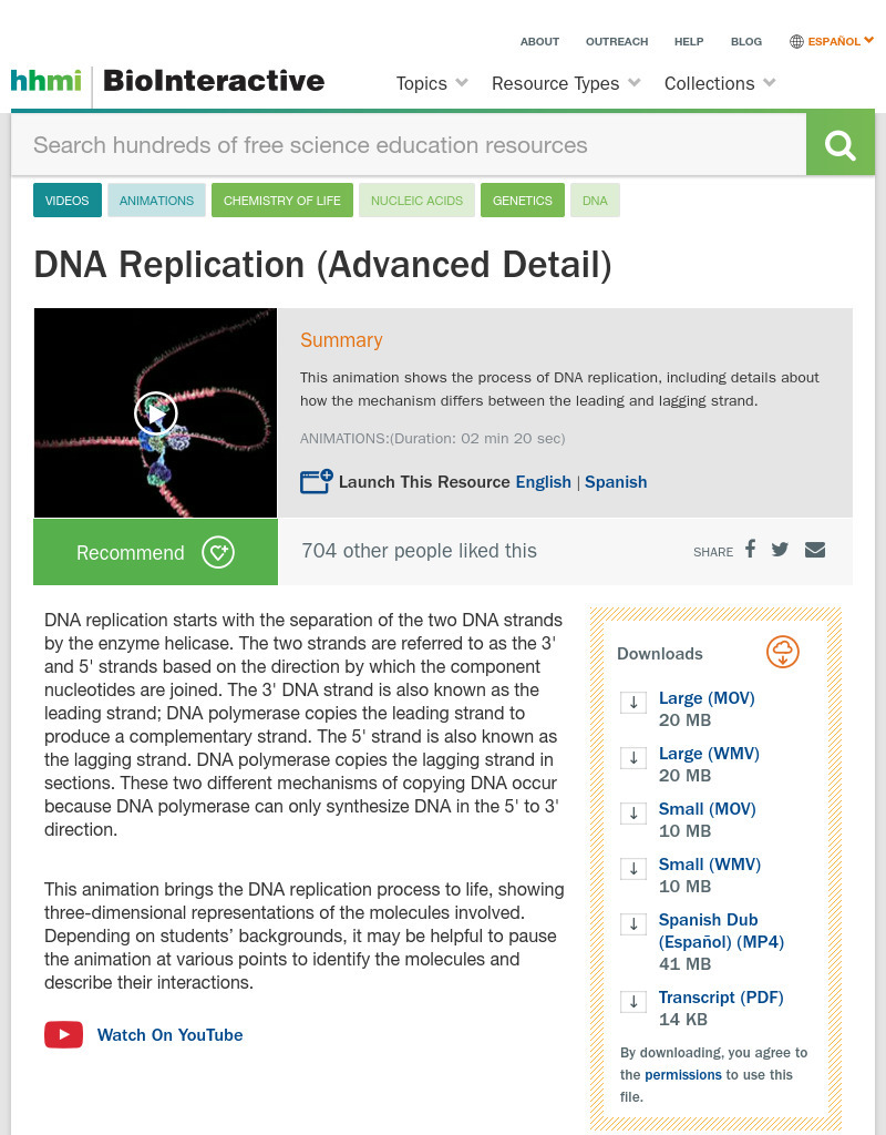 DNA Replication (Advanced Detail) Instructional Video