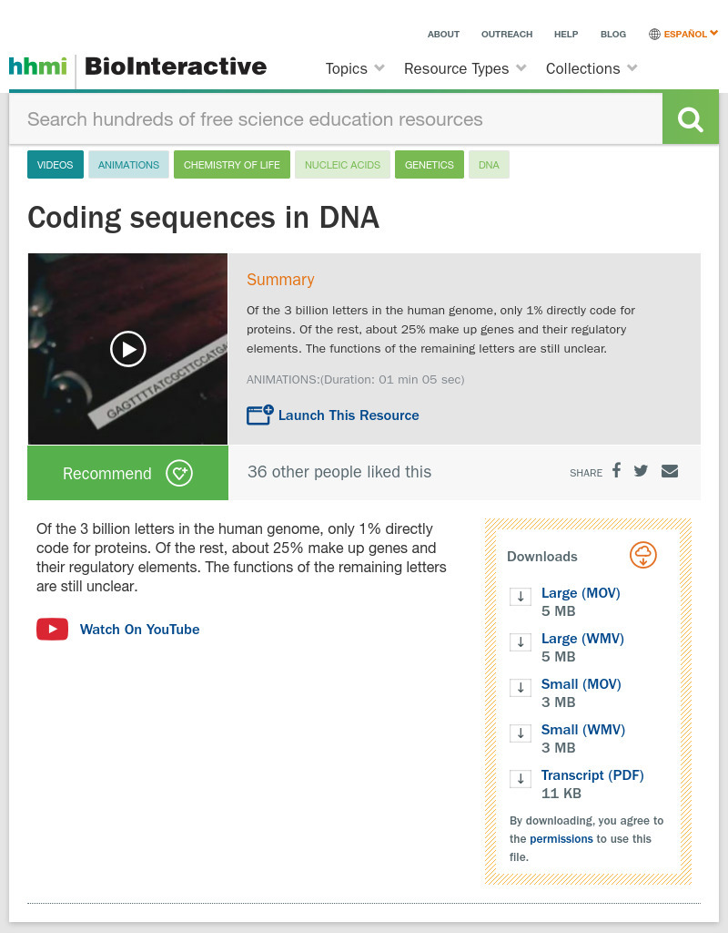 Coding Sequences in DNA Instructional Video
