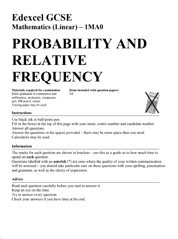 Probability and Relative Frequency Assessment
