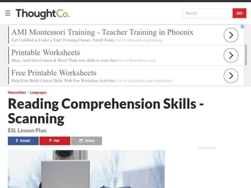 Reading Comprehension - Scanning Lesson Plan