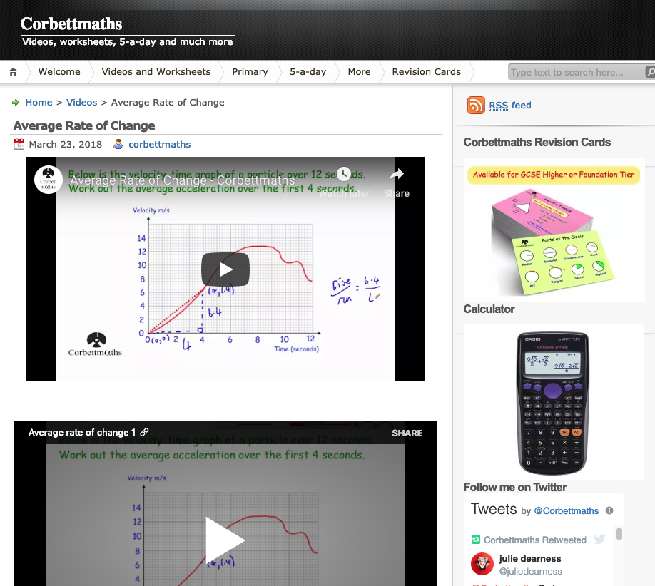 Average Rate of Change Instructional Video