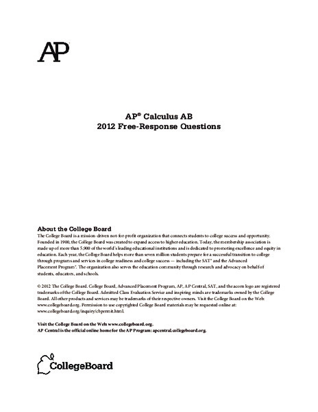 2012 AP® Calculus AB Free-Response Questions AP Test Prep