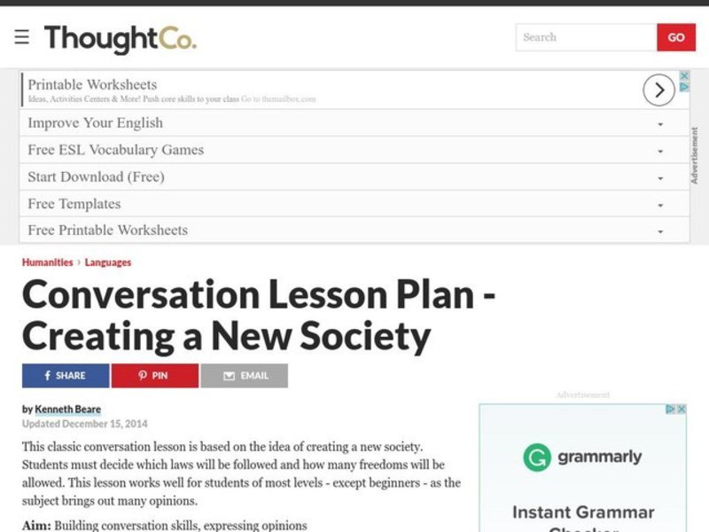 Creating a New Society Lesson Plan