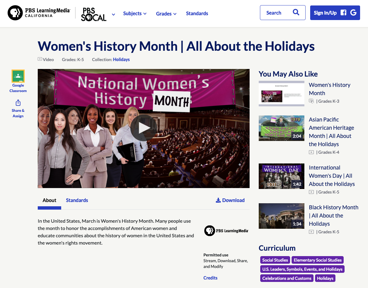 Women's History Month | All About the Holidays Instructional Video