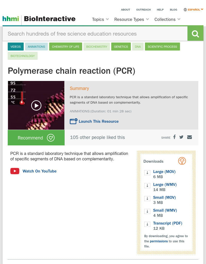 Polymerase Chain Reaction Instructional Video