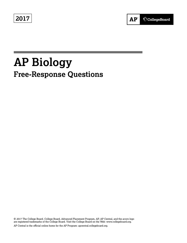 2017 AP® Biology Free-Response Questions AP Test Prep
