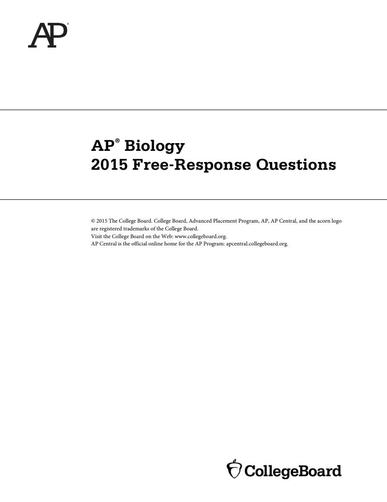 2015 AP® Biology Free-Response Questions AP Test Prep