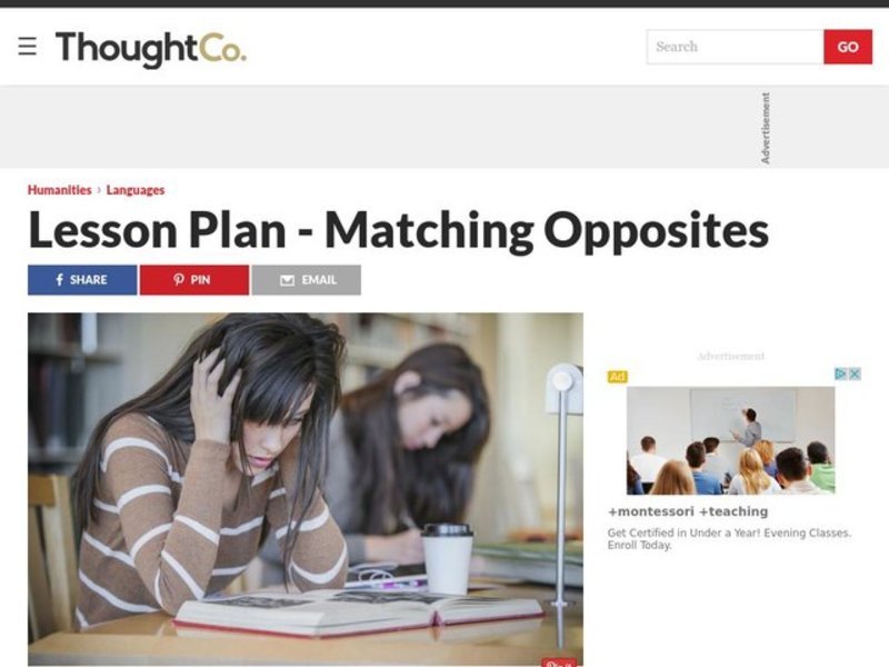 Lesson Plan - ESL Vocabulary Lesson Plan - Opposites for Advanced Level Learners Lesson Plan