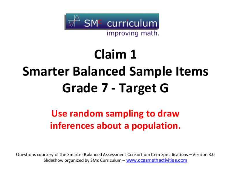 Smarter Balanced Sample Items: 7th Grade Math – Target G Assessment