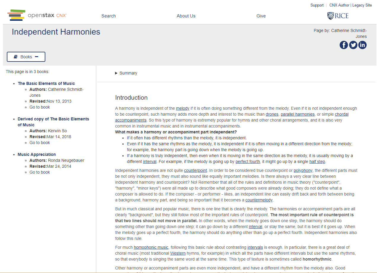 Independent Harmonies Lesson Plan