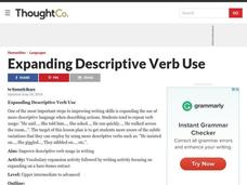 Expanding Descriptive Verb Use Lesson Plan
