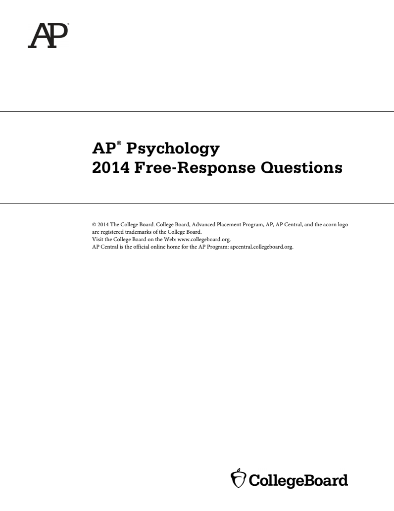 2014 AP® Psychology Free-Response Questions AP Test Prep