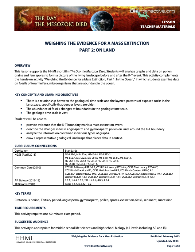 Weighing the Evidence for a Mass Extinction Part 2: On Land Activity