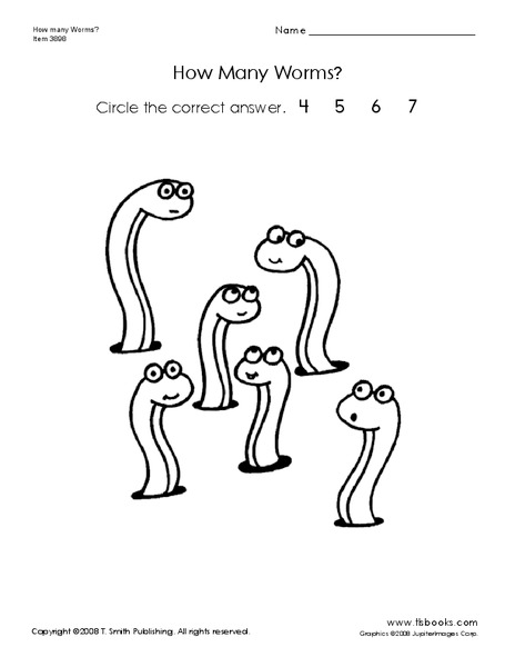 How Many Worms? Worksheet