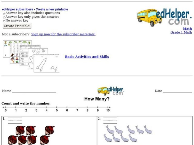 How Many? Worksheet