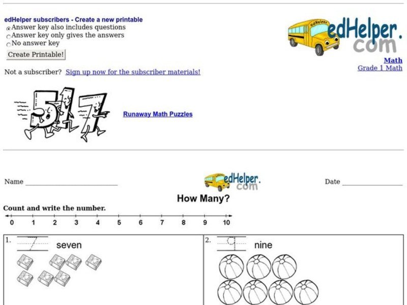 How Many? Worksheet