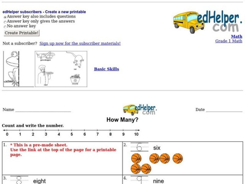 How Many? Worksheet