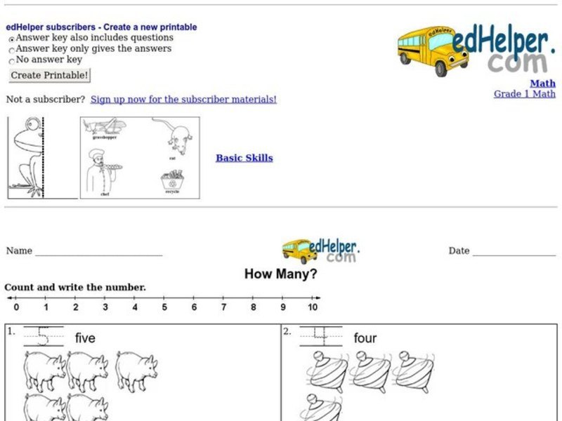 How Many? Count and Write Worksheet