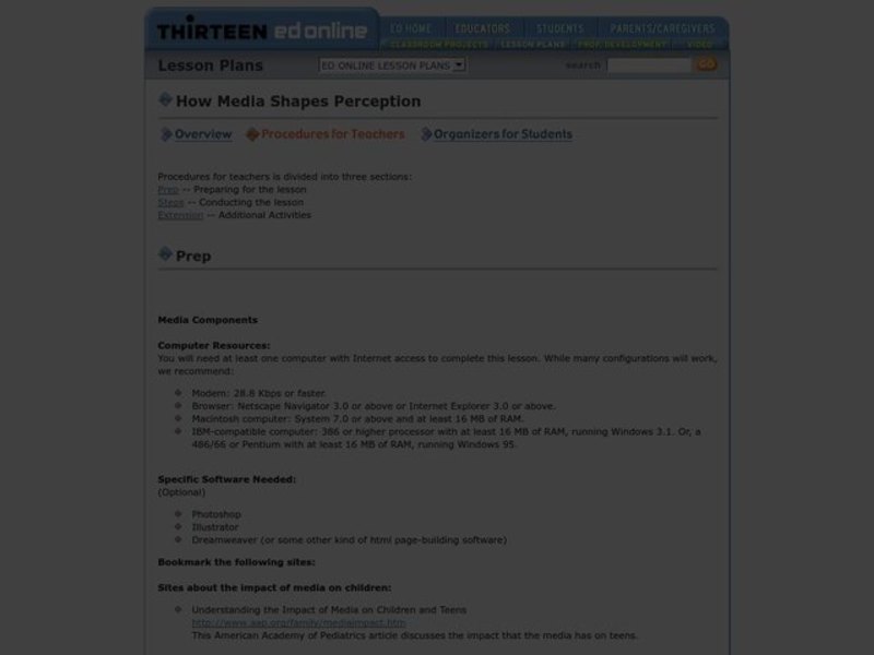 How Media Shapes Perception Lesson Plan