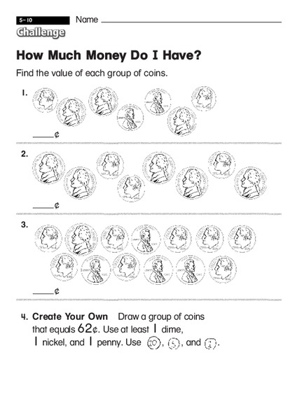 How Much Money Do I Have? Worksheet