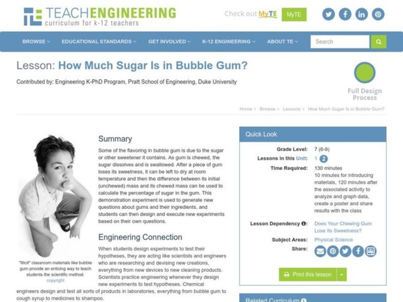 How Much Sugar is in Bubble Gum? Lesson Plan