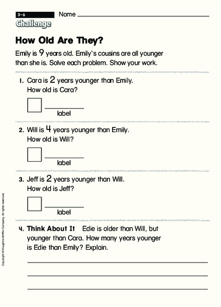 How Old Are They? Worksheet