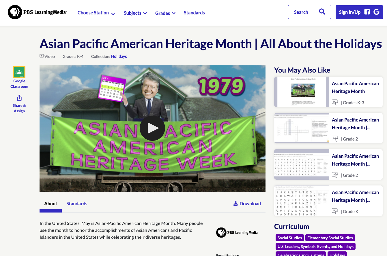 Asian Pacific American Heritage Month | All About the Holidays Instructional Video