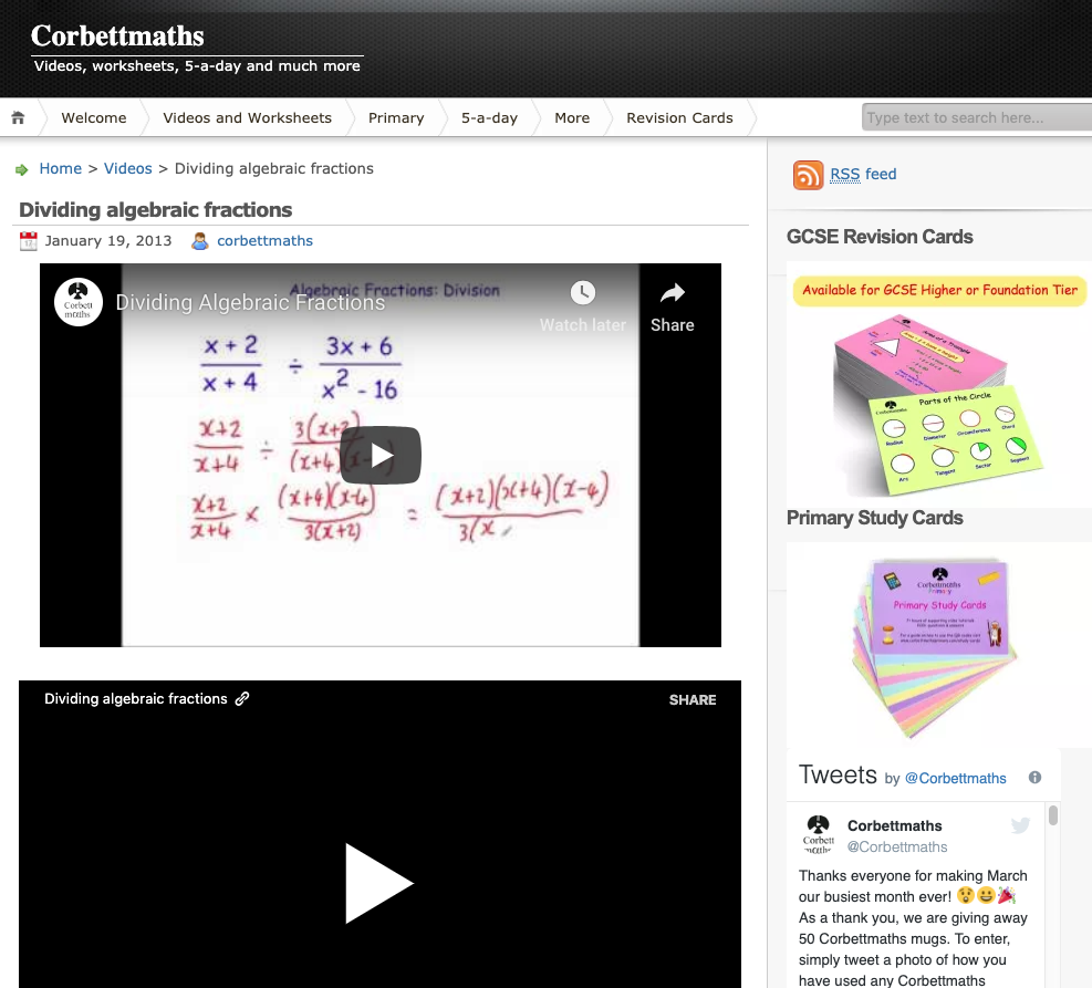 Dividing Algebraic Fractions Instructional Video
