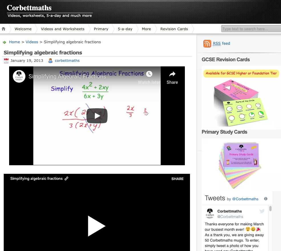 Simplifying Algebraic Fractions Instructional Video
