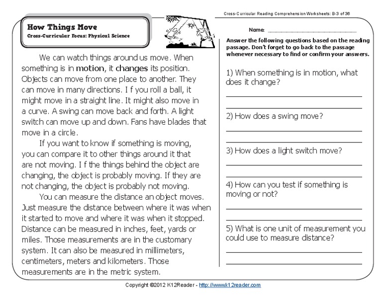 How Things Move Worksheet