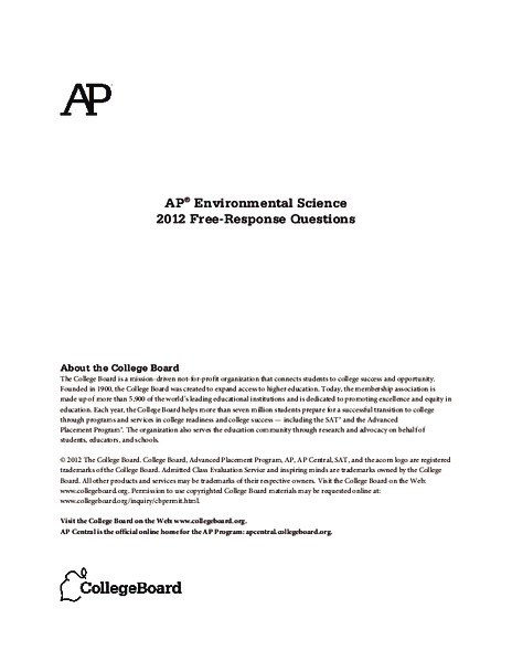 2012 AP® Environmental Science Free-Response Questions AP Test Prep